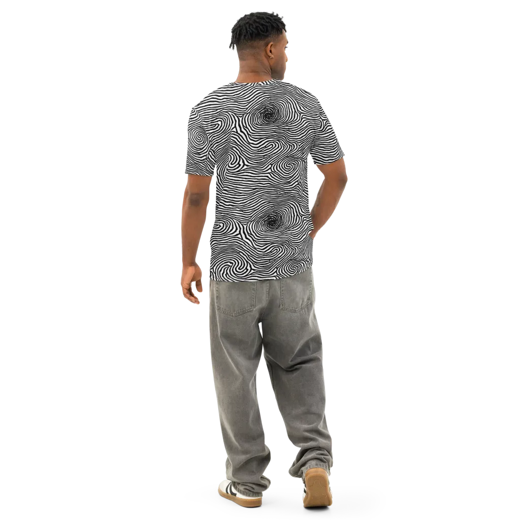 Black And White Rhapsody on Men's Cotton Crew Neck T-Shirt — Back