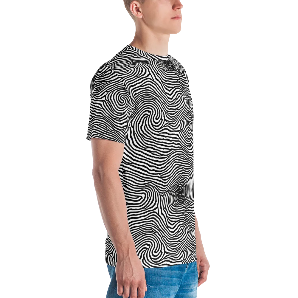 Black And White Rhapsody on Men's Crew Neck T-Shirt — Right