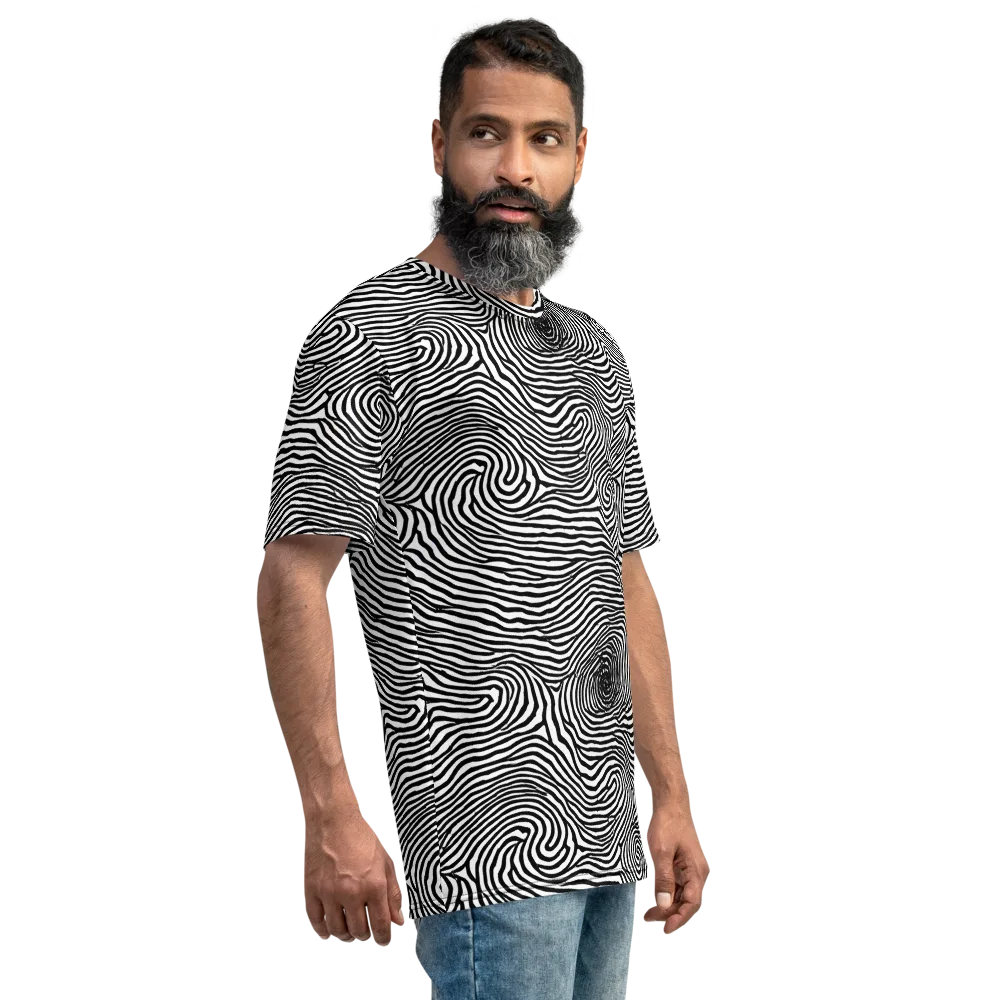 Black And White Rhapsody on Men's Crew Neck T-Shirt — Right