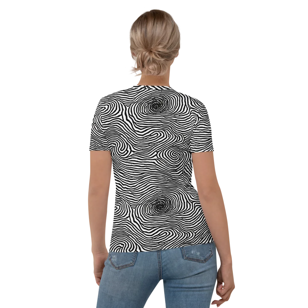 Black And White Rhapsody on Women's Crew Neck T-Shirt — Back