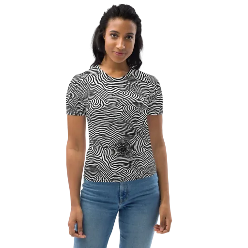 Black And White Rhapsody on a Women's Crew Neck T-Shirt