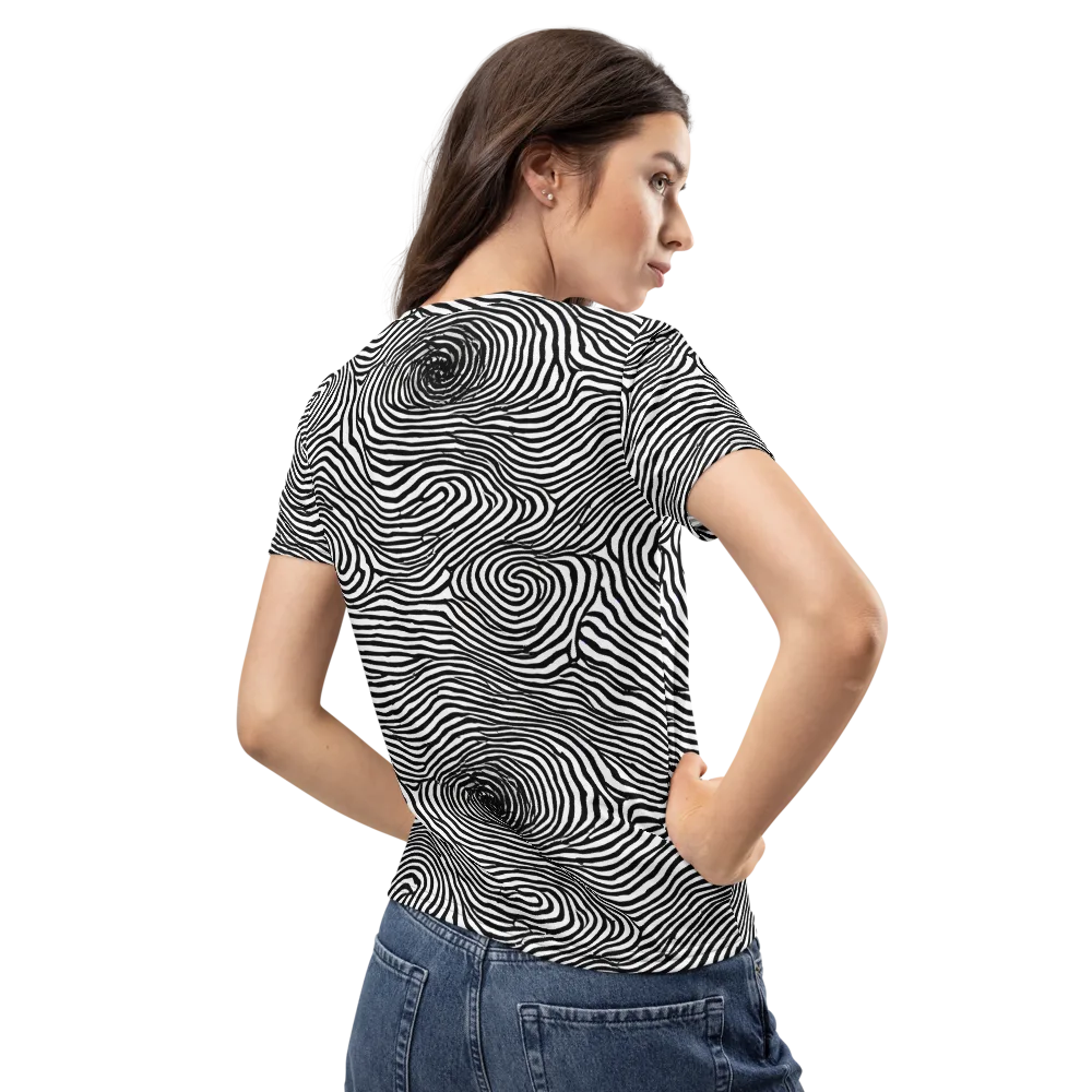 Black And White Rhapsody on Women's Crew Neck T-Shirt — Back