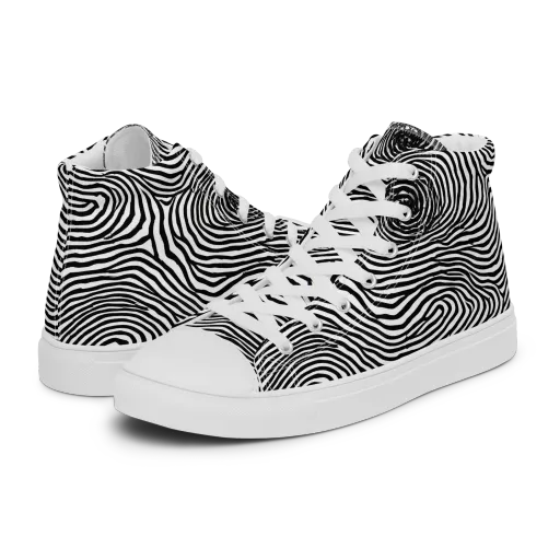 Black And White Rhapsody on a Women's High Top Canvas Shoes