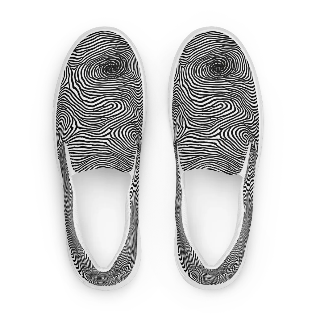 Black And White Rhapsody on Men's Slip-On Canvas Shoes — Front