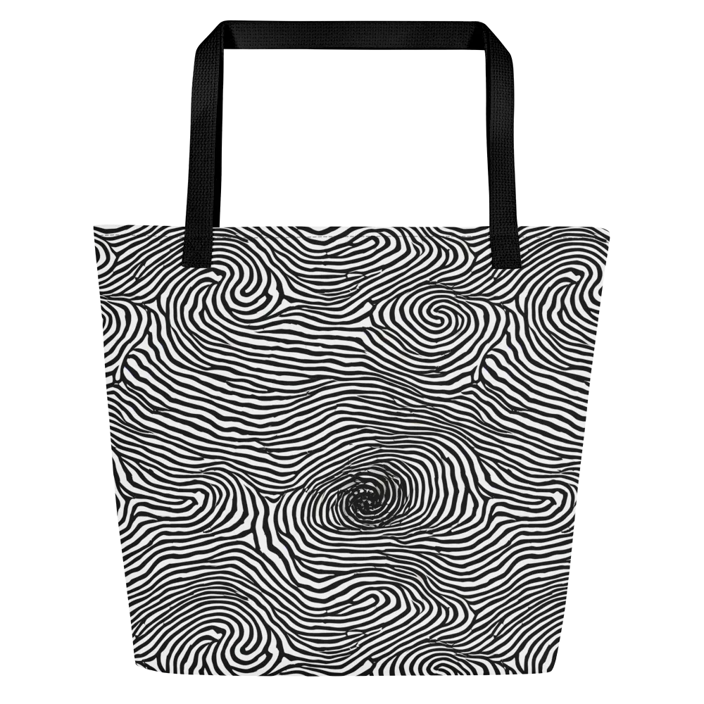 Black And White Rhapsody on Large Tote Bag W/ Pocket — Front