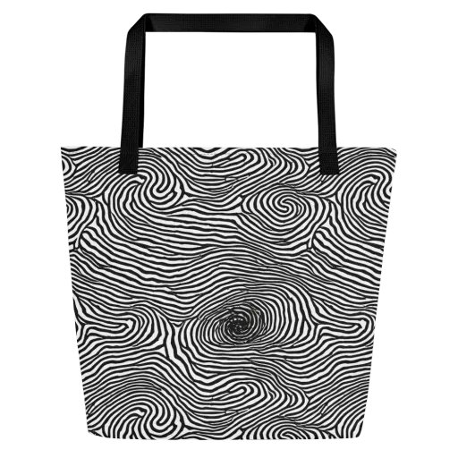Black And White Rhapsody on a Large Tote Bag W/ Pocket