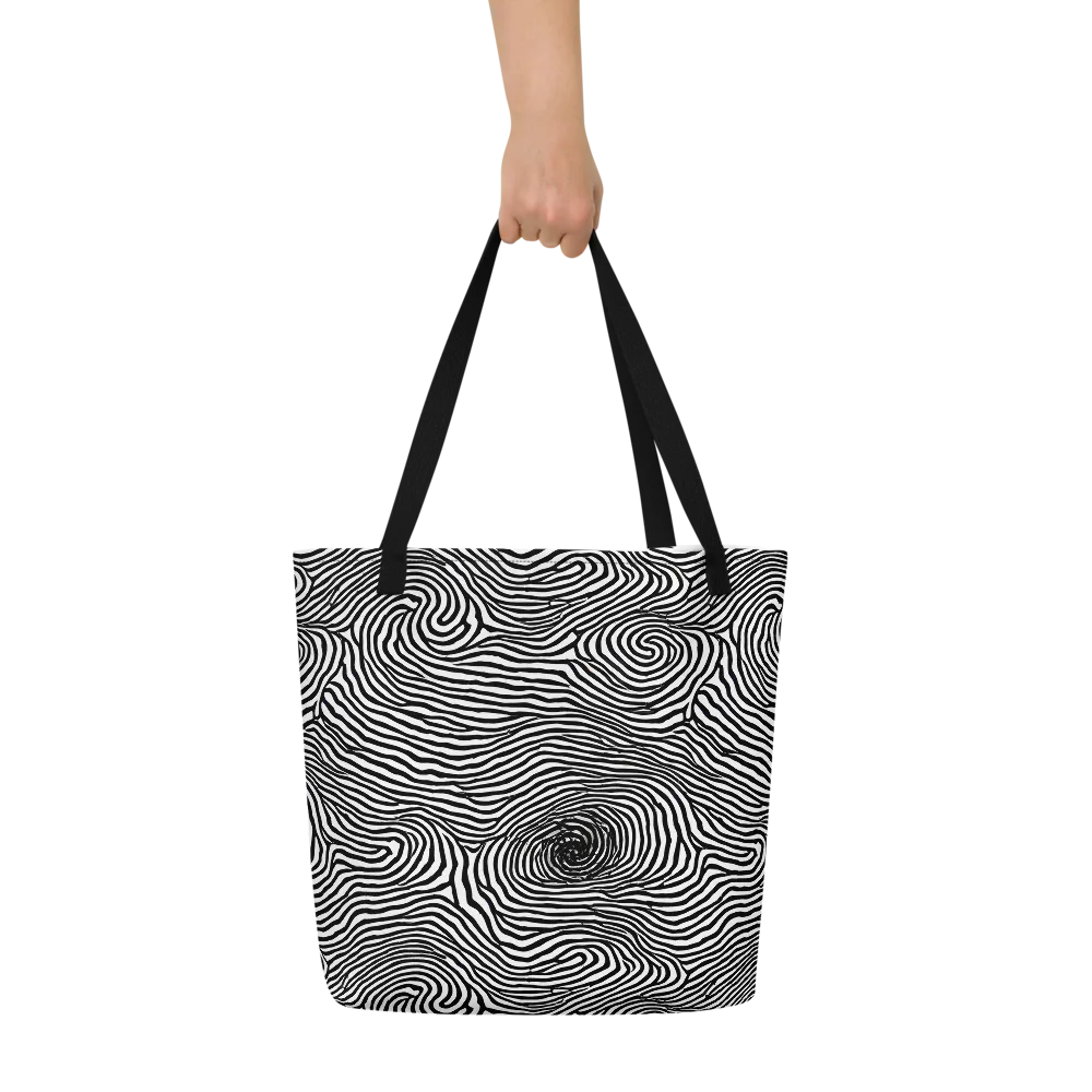 Black And White Rhapsody on Large Tote Bag W/ Pocket — Front