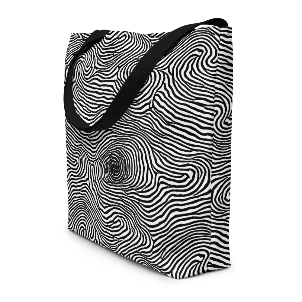 Black And White Rhapsody on Large Tote Bag W/ Pocket — Front
