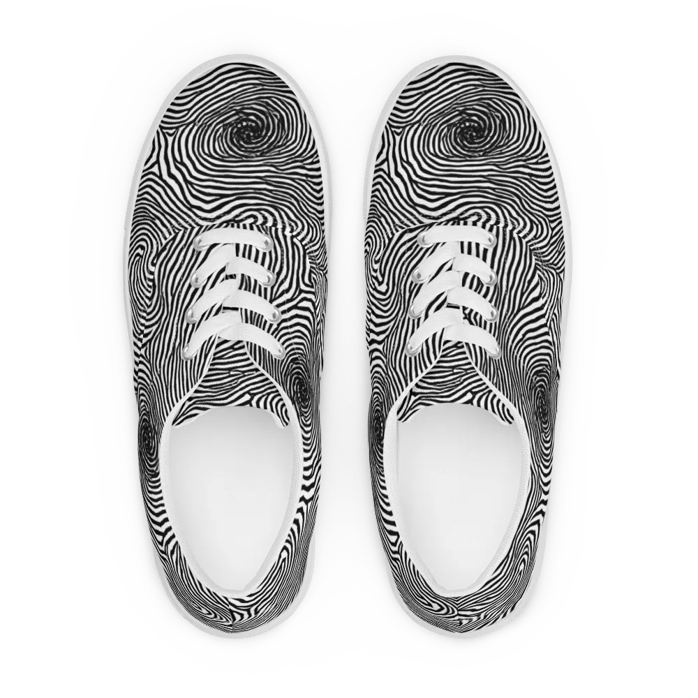 Black And White Rhapsody on Men's Lace-Up Canvas Shoes — Front