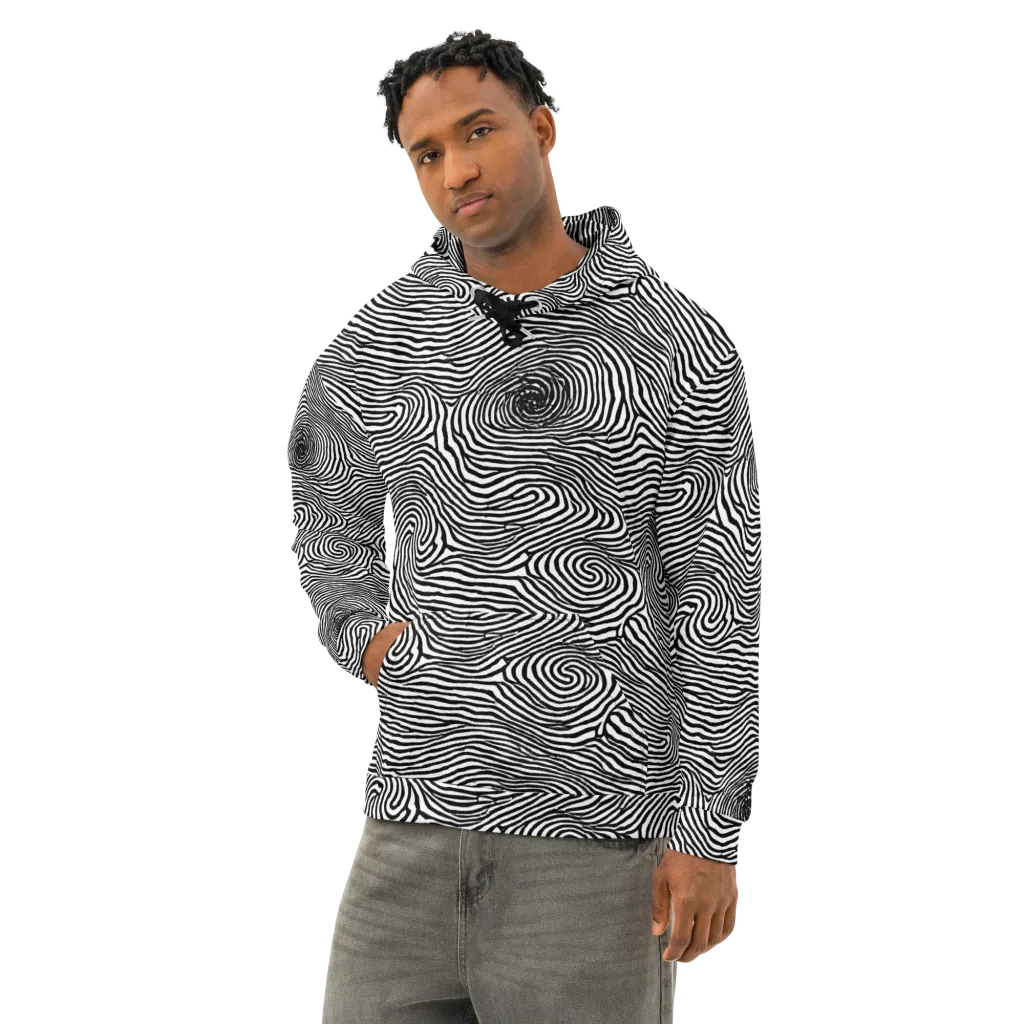 Black And White Rhapsody on Cotton Hoodie — Left Front