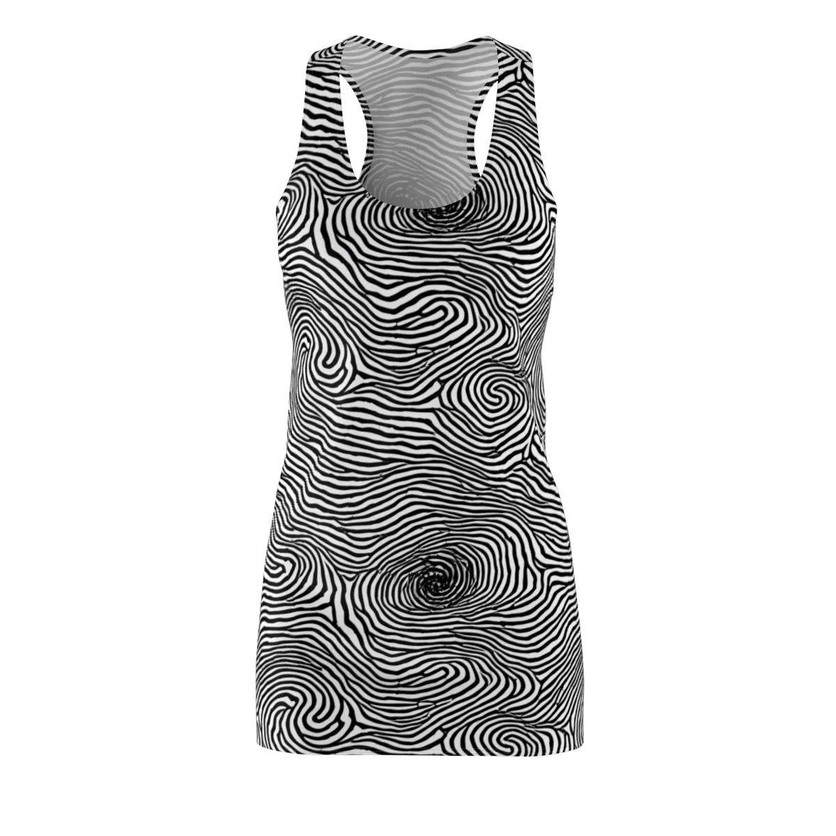 Black And White Rhapsody on Racerback Dress — Front