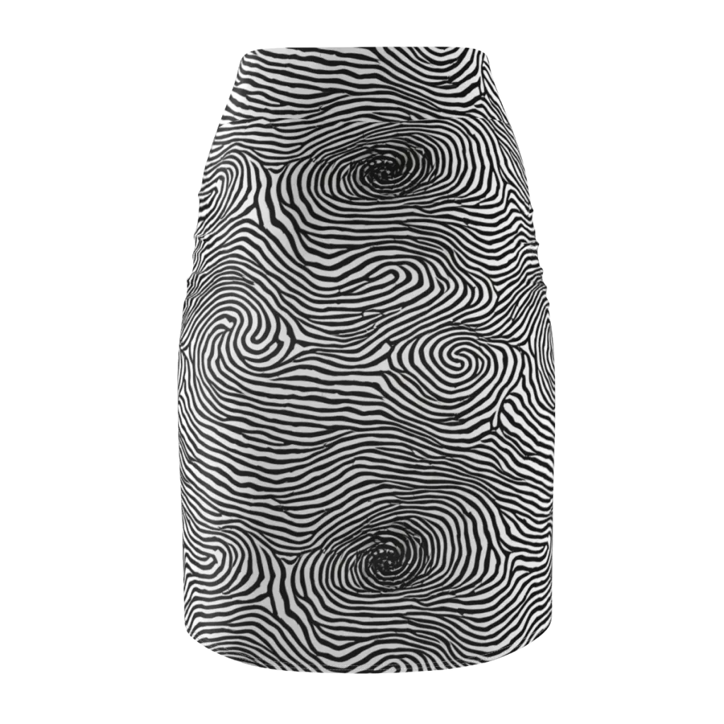 Black And White Rhapsody on Pencil Skirt — Back