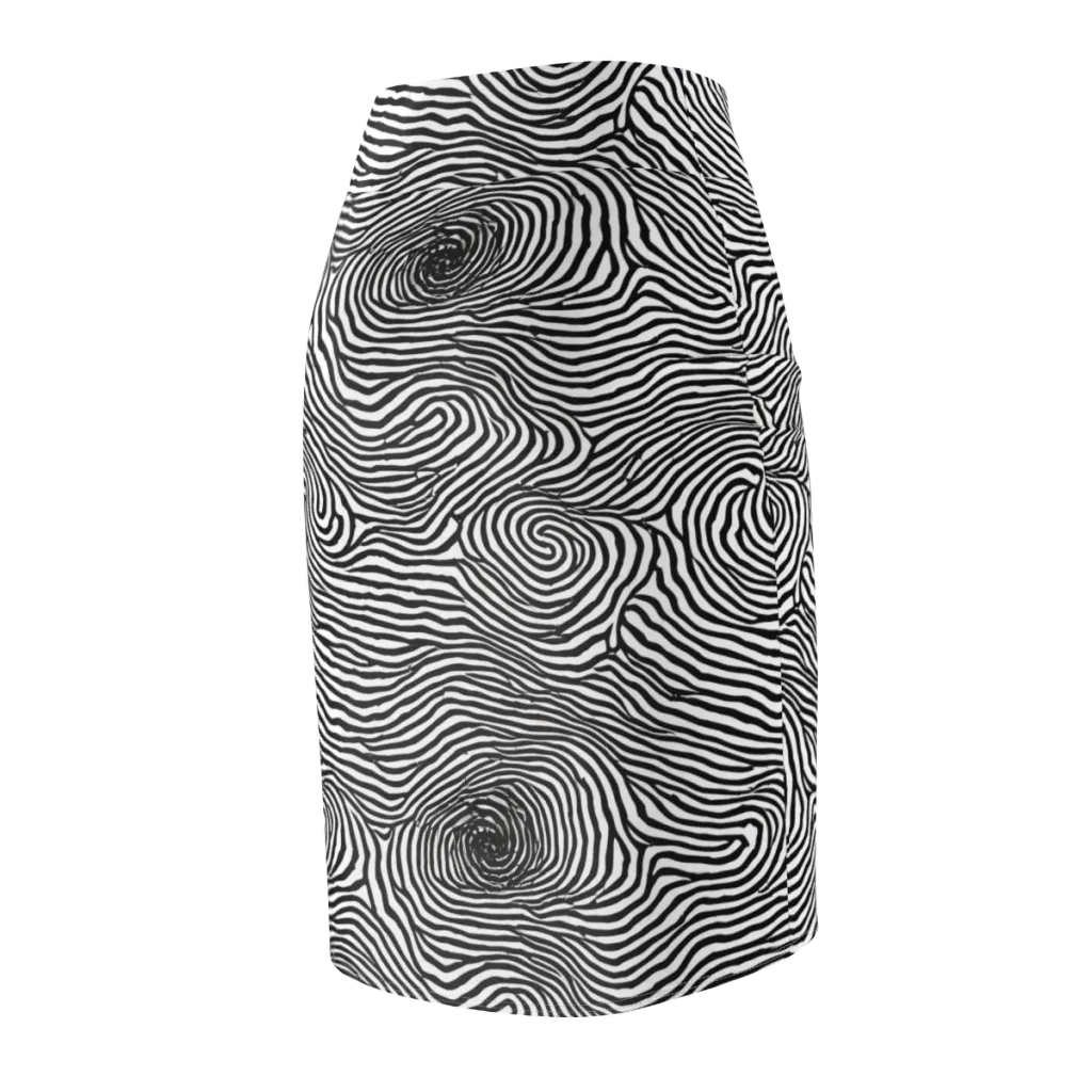 Black And White Rhapsody on Pencil Skirt — Back Side