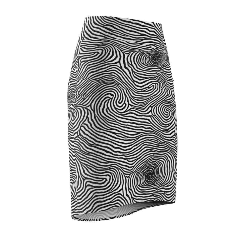 Black And White Rhapsody on Pencil Skirt — Front Side