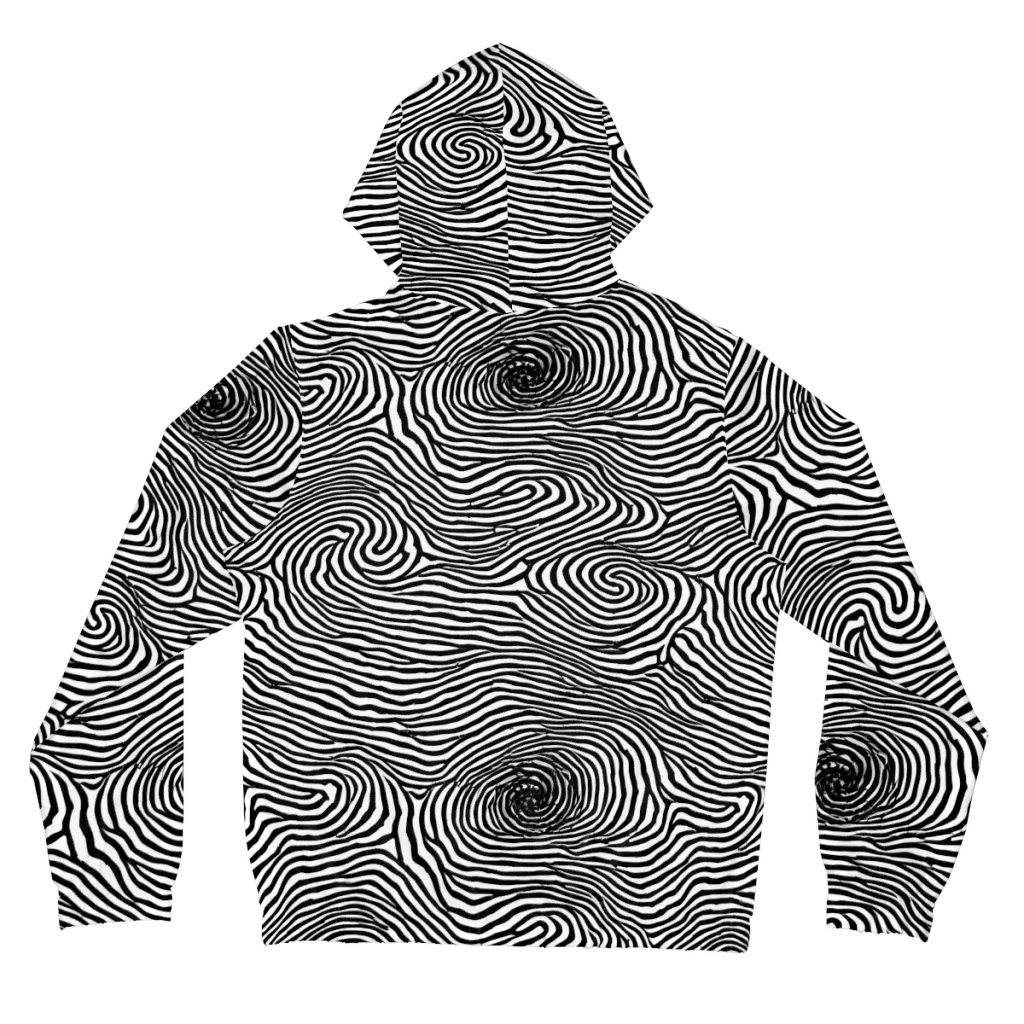Black And White Rhapsody on Women's Full-Zip Hoodie — Back