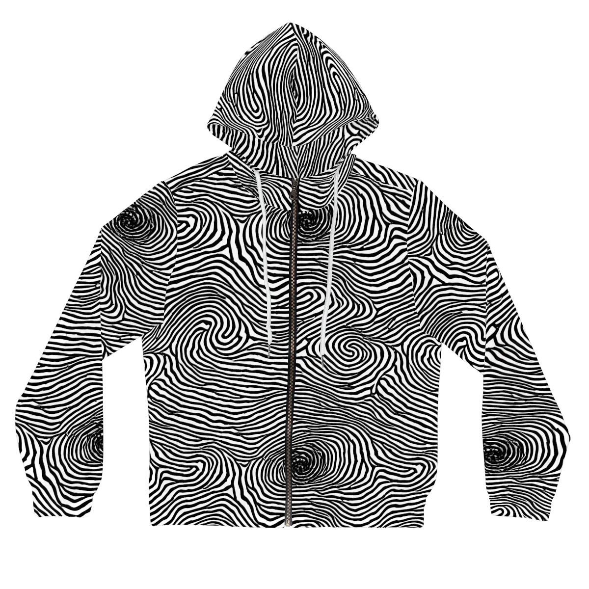 Black And White Rhapsody on Women's Full-Zip Hoodie — Front