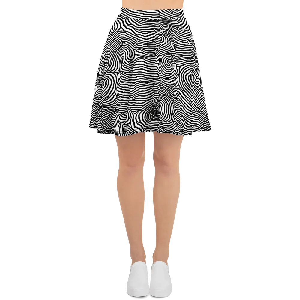 Black And White Rhapsody on Skater Skirt — Front