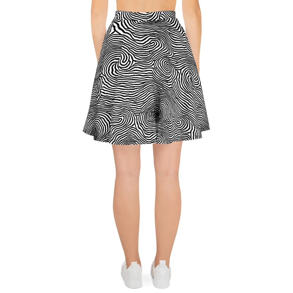 Black And White Rhapsody on Skater Skirt — Back