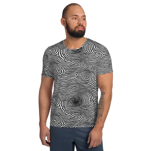 Black And White Rhapsody on a Men's Athletic T-Shirt