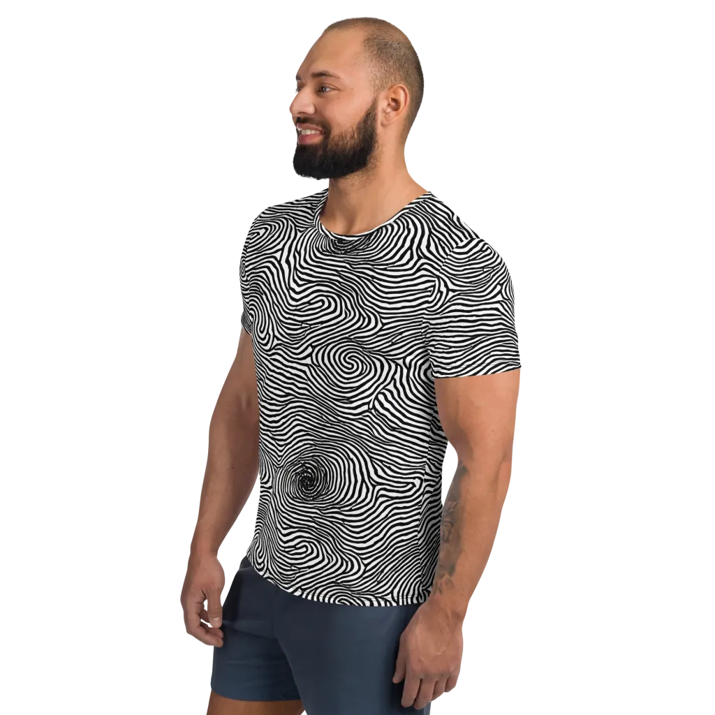 Black And White Rhapsody on Men's Athletic T-Shirt — Left