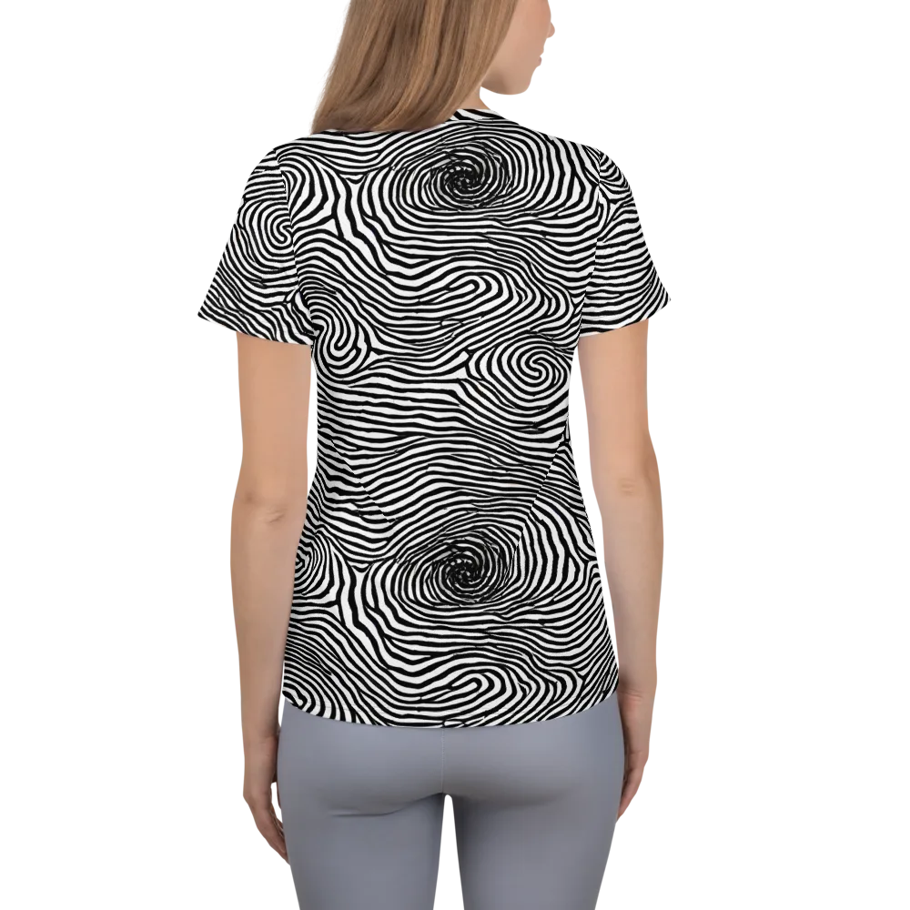 Black And White Rhapsody on Women's Athletic T-Shirt — Back