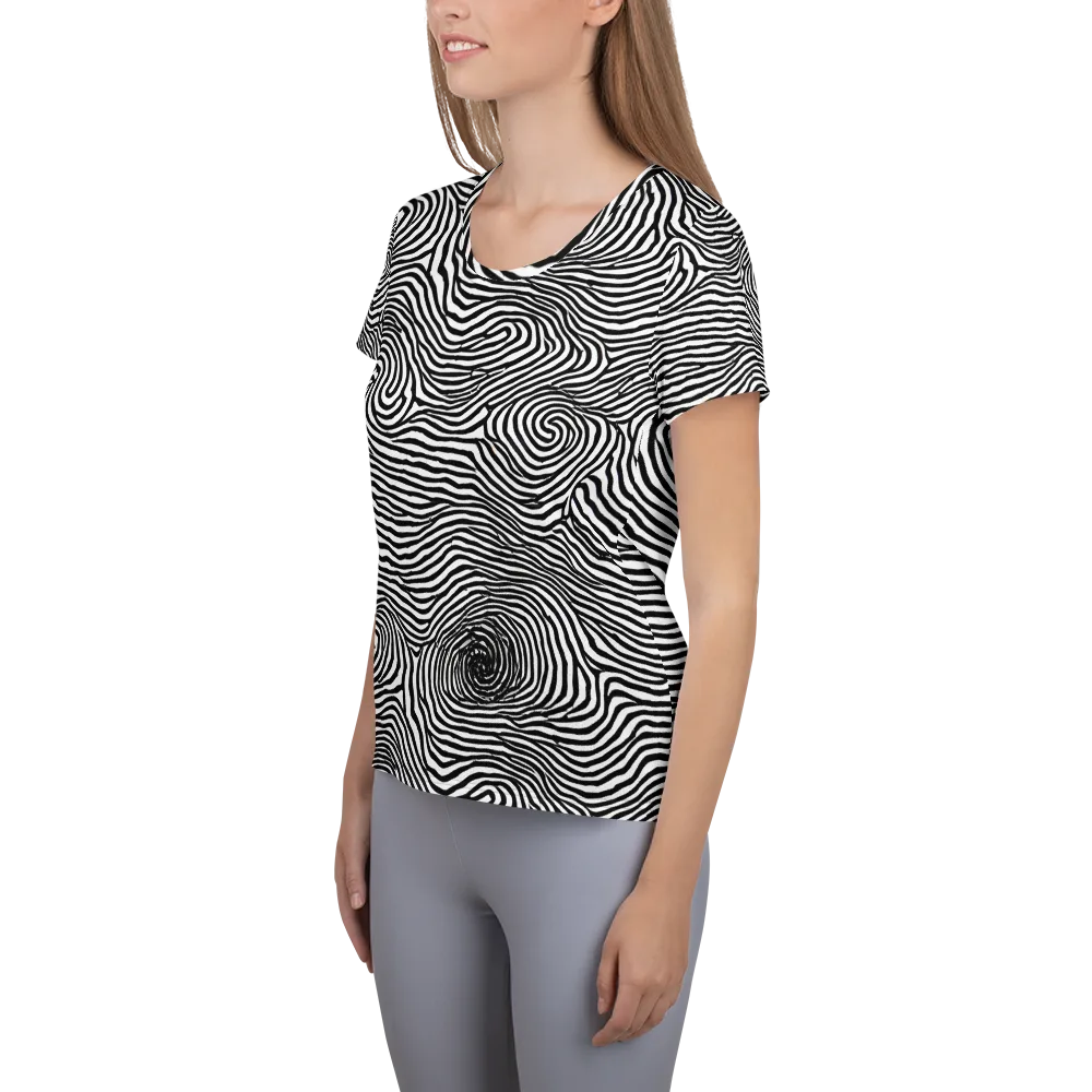 Black And White Rhapsody on Women's Athletic T-Shirt — Left