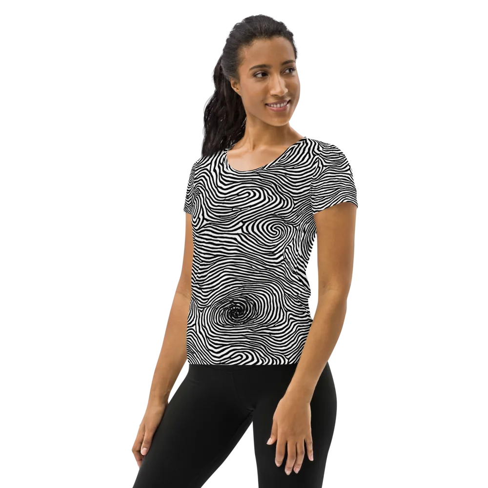 Black And White Rhapsody on Women's Athletic T-Shirt — Left