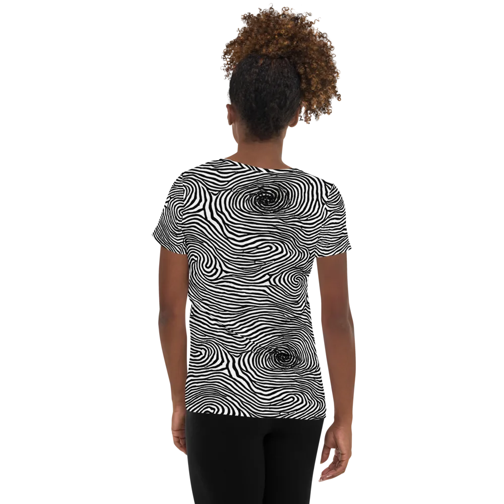 Black And White Rhapsody on Women's Athletic T-Shirt — Back