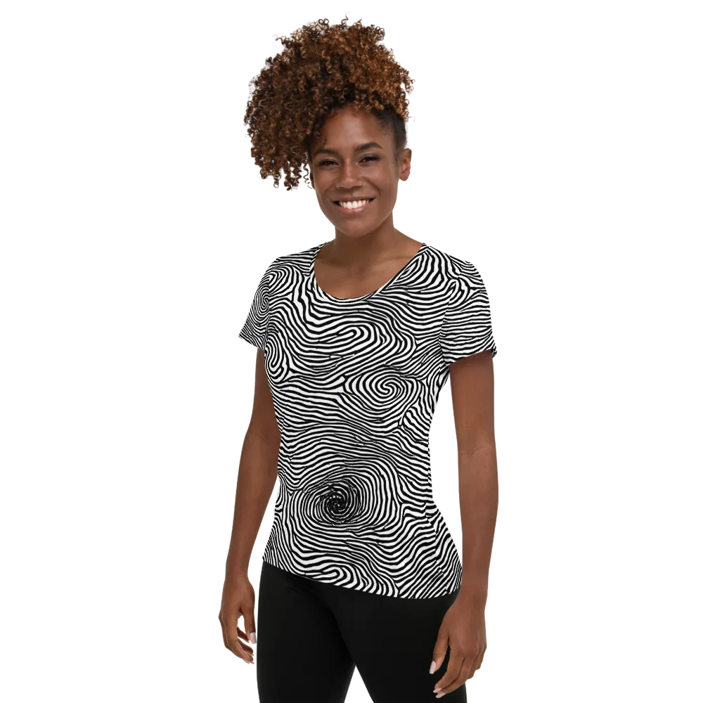 Black And White Rhapsody on Women's Athletic T-Shirt — Left