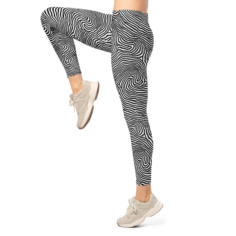 Black And White Rhapsody on Leggings — Left