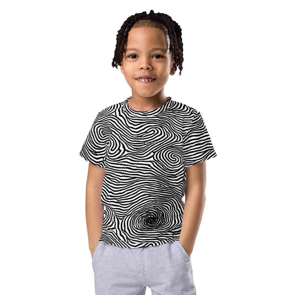 Black And White Rhapsody on Kids Crew Neck T-Shirt — Front
