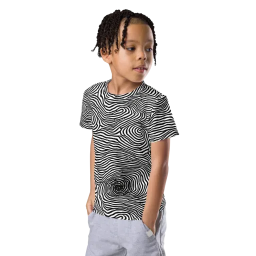 Black And White Rhapsody on a Kids Crew Neck T-Shirt