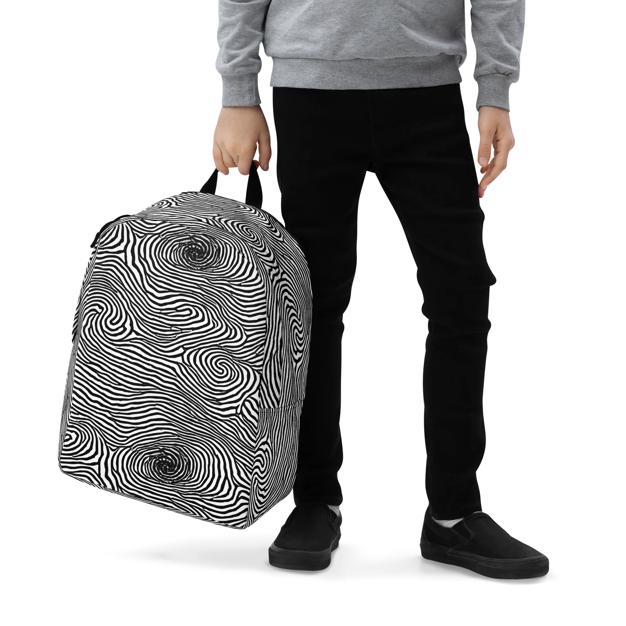 Black And White Rhapsody on Minimalist Backpack — Zoomed-in