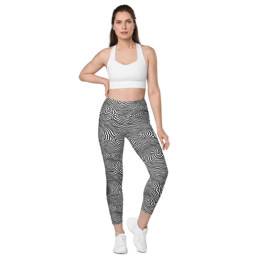 Black And White Rhapsody on Leggings with Pockets — Front