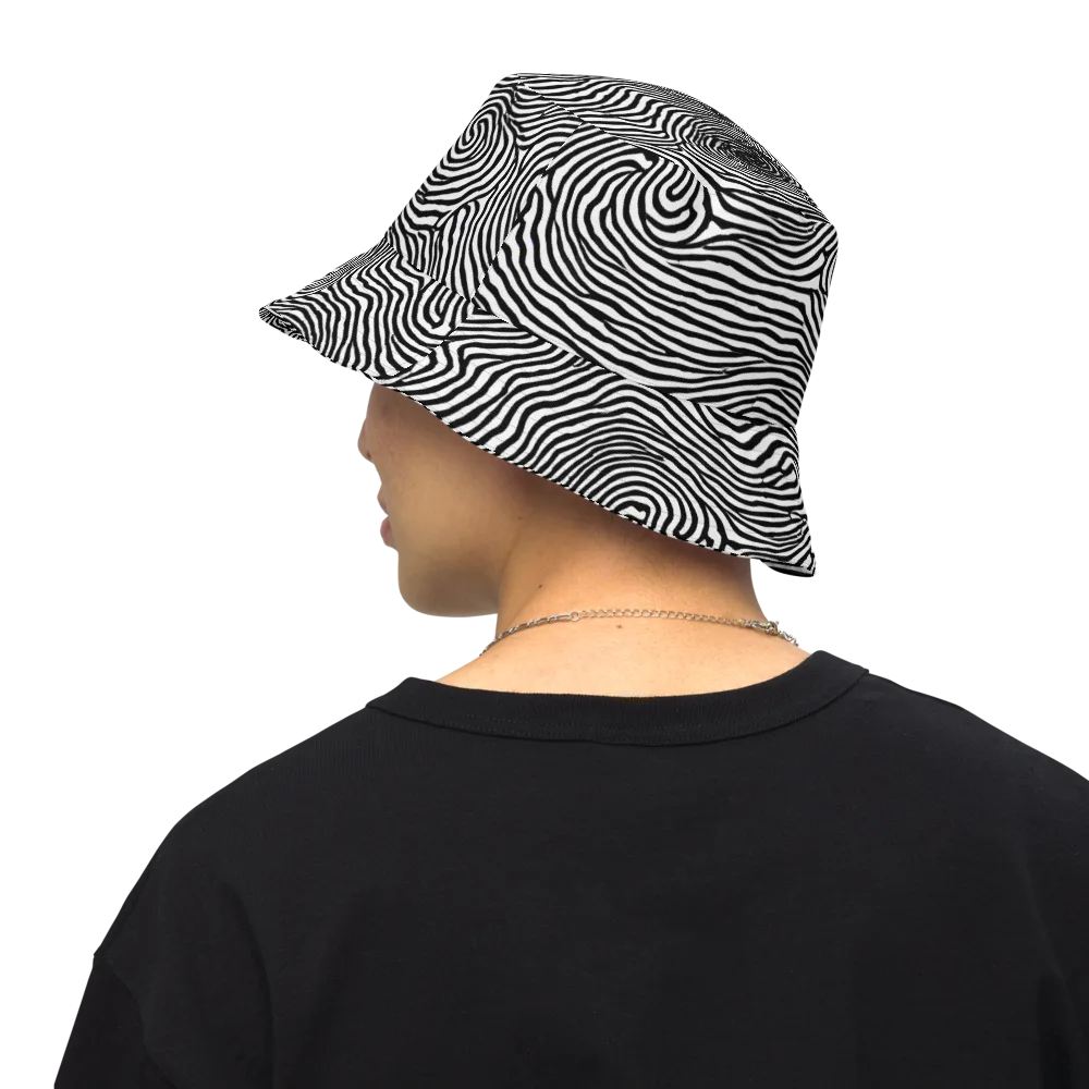 Black And White Rhapsody on Reversible Bucket Hat — Back Inside