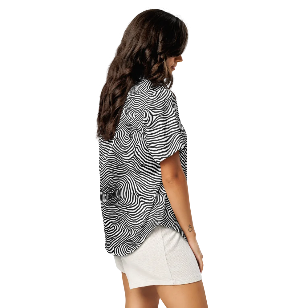 Black And White Rhapsody on Women's Short Sleeve Pajama Top — Right Back