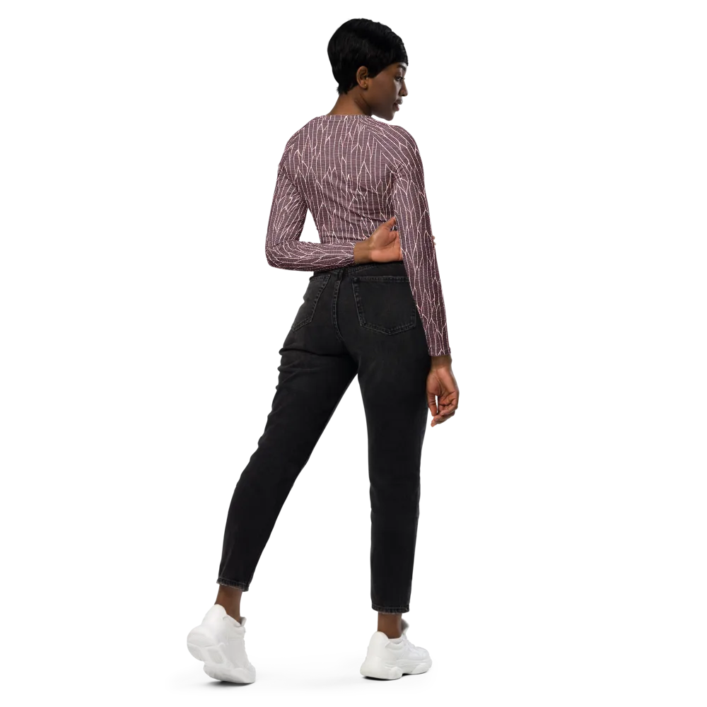 Rustic Flow on Long Sleeve Crop Top — Right Back