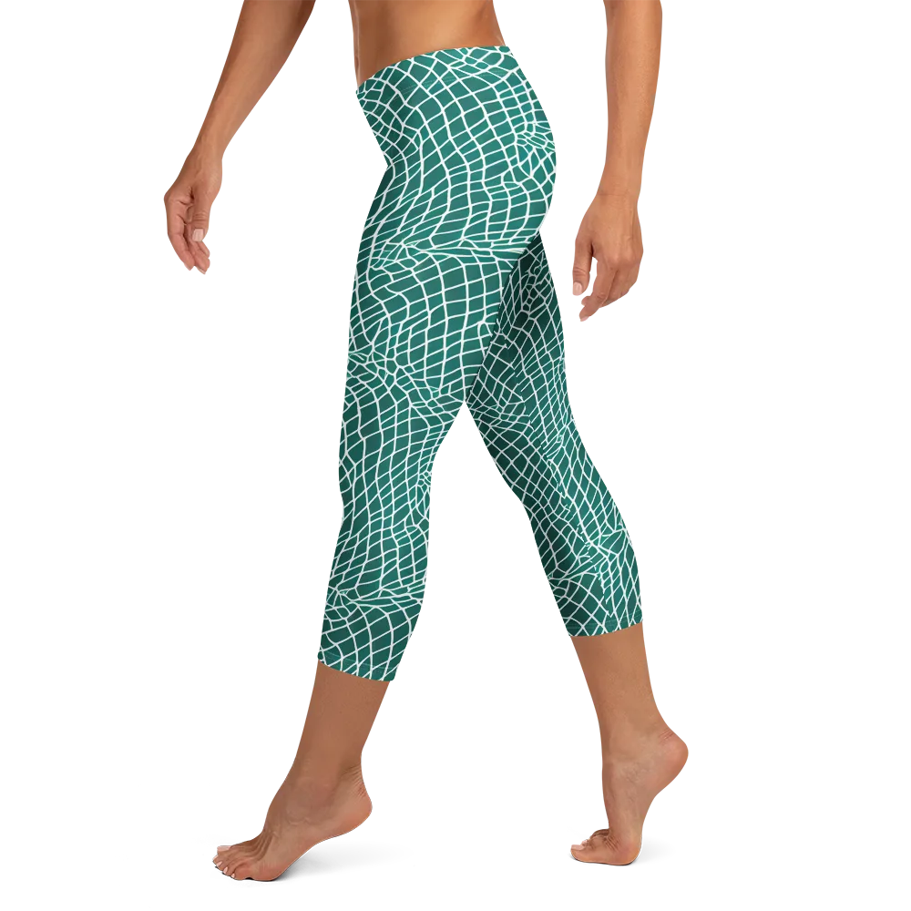 Oceanic Twine on Capri Leggings — Left