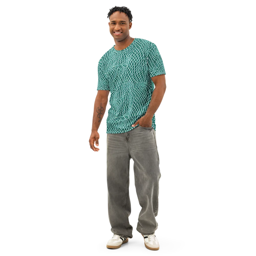 Oceanic Twine on Men's Cotton Crew Neck T-Shirt — Front