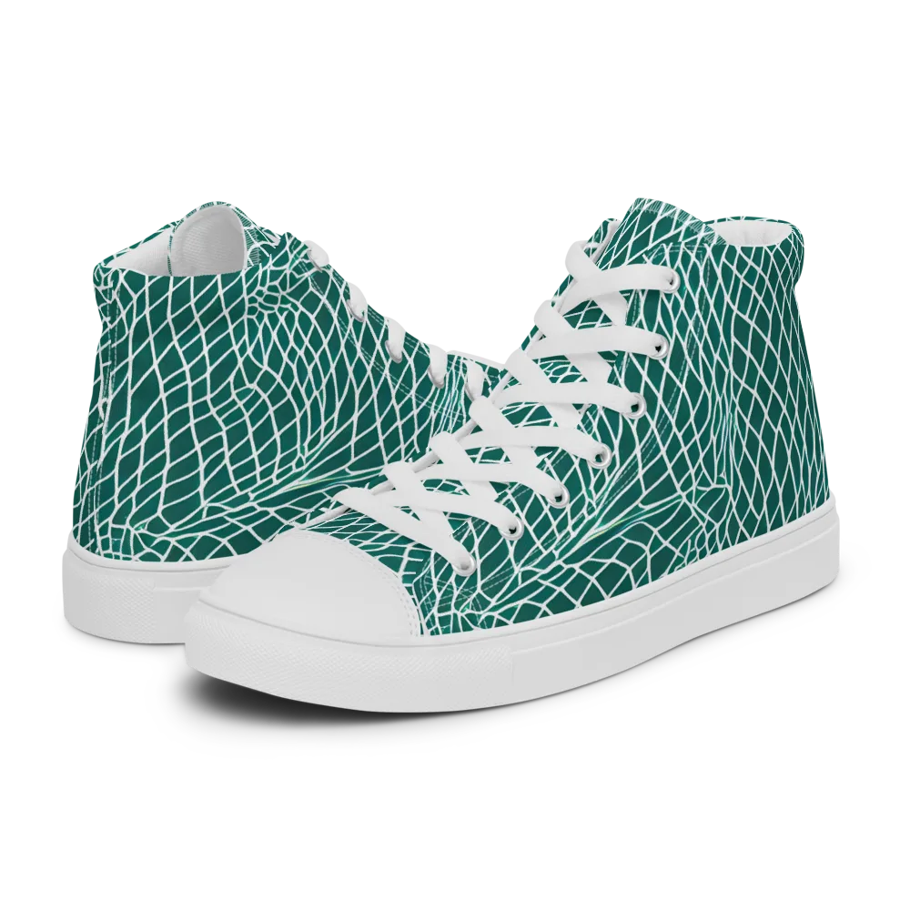 Oceanic Twine on Men's High Top Canvas Shoes — Left