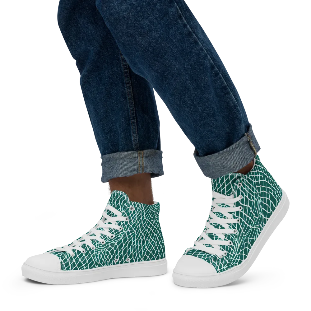 Oceanic Twine on Men's High Top Canvas Shoes — Left