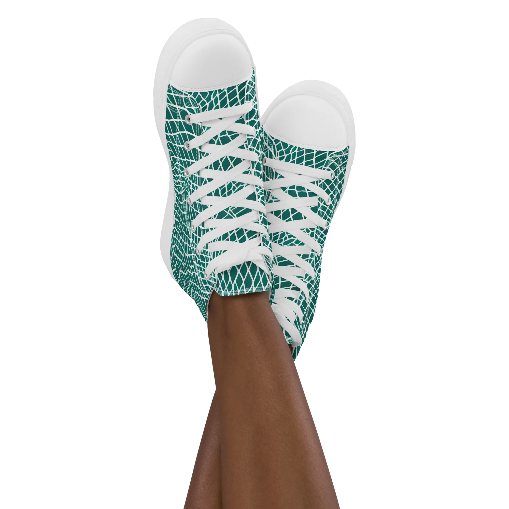 Oceanic Twine on Women's High Top Canvas Shoes — Front