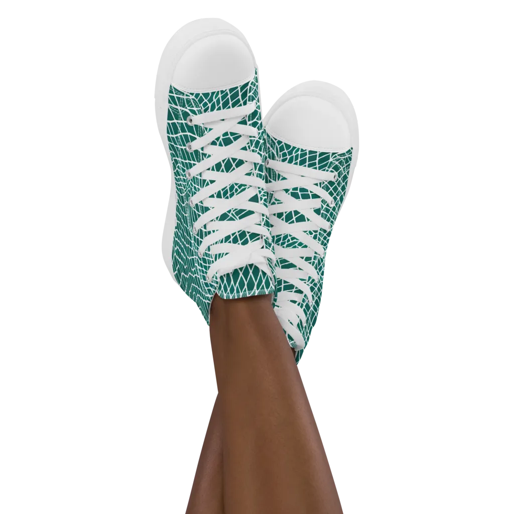 Oceanic Twine on Women's High Top Canvas Shoes — Front