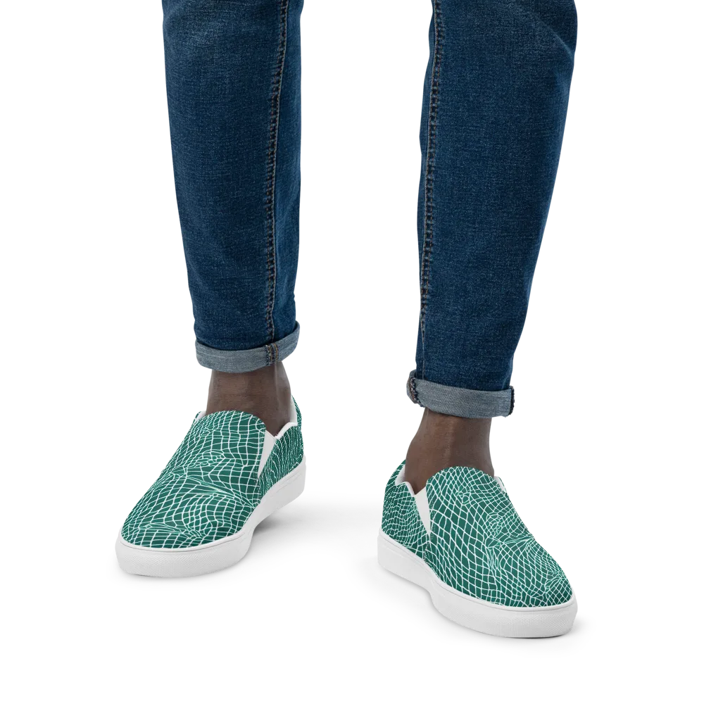 Oceanic Twine on Men's Slip-On Canvas Shoes — Front