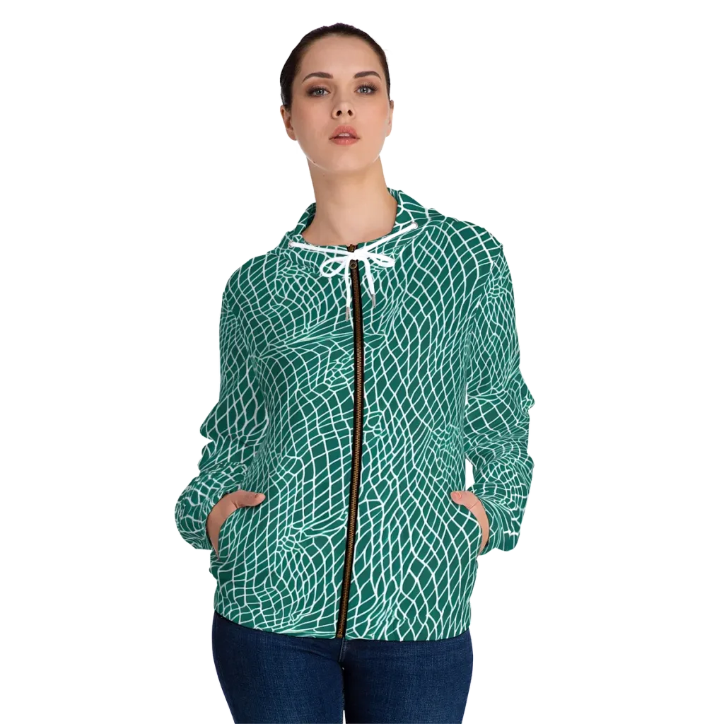 Oceanic Twine on Women's Full-Zip Hoodie — Front On Person
