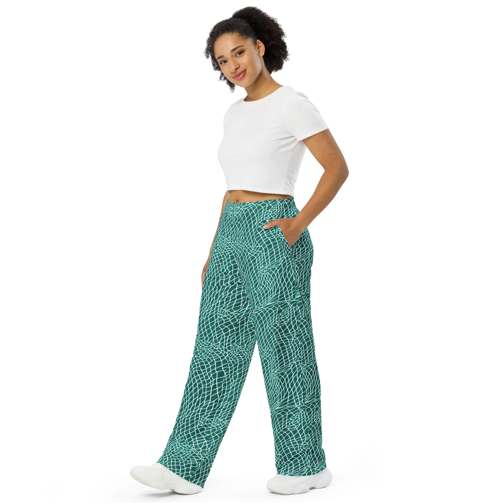 Oceanic Twine on Wide-Leg Pants — Left Front