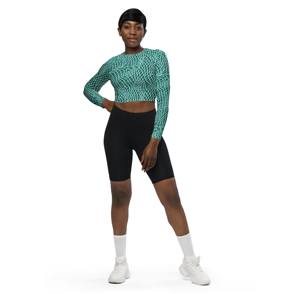Oceanic Twine on Long Sleeve Crop Top — Front