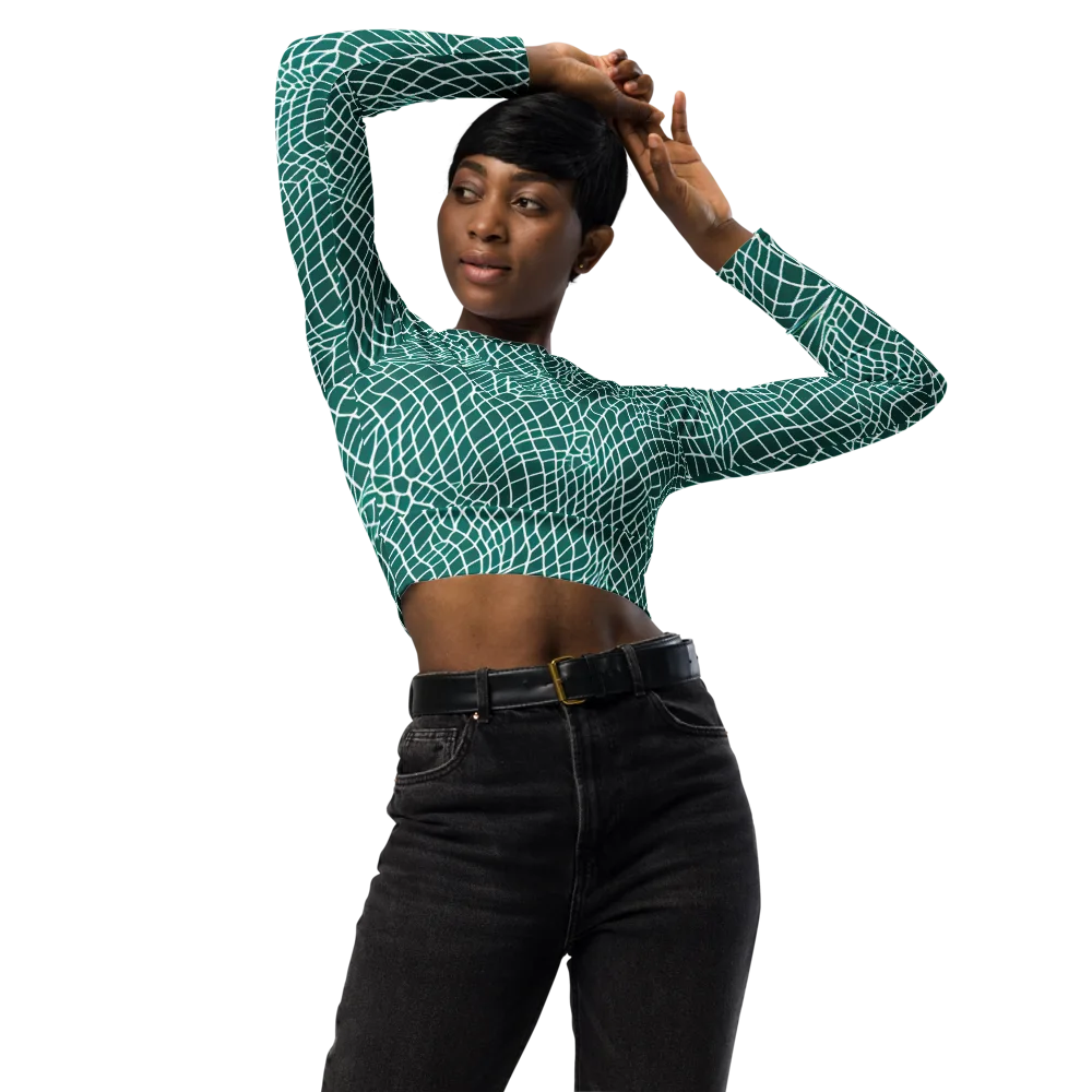 Oceanic Twine on Long Sleeve Crop Top — Front