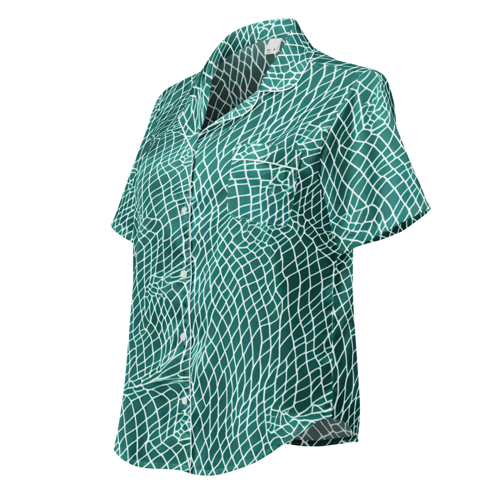 Oceanic Twine on Women's Short Sleeve Pajama Top — Left Front