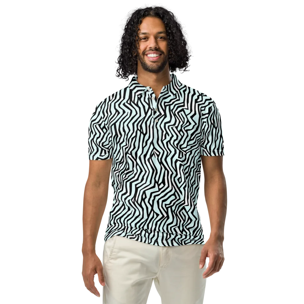 Echoing Stripes on Men's Slim Fit Polo Shirt — Front